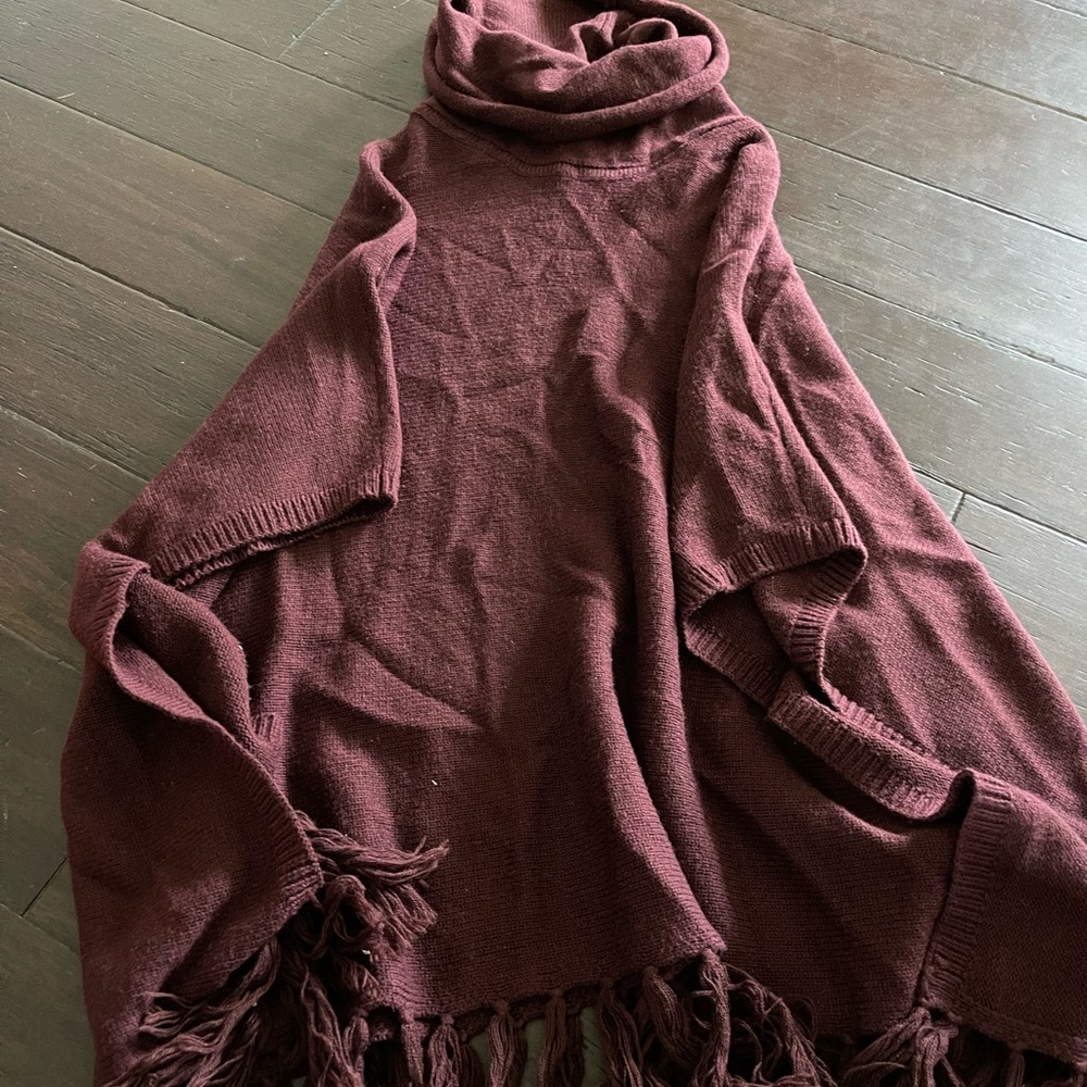 Burgundy Poncho Sweater